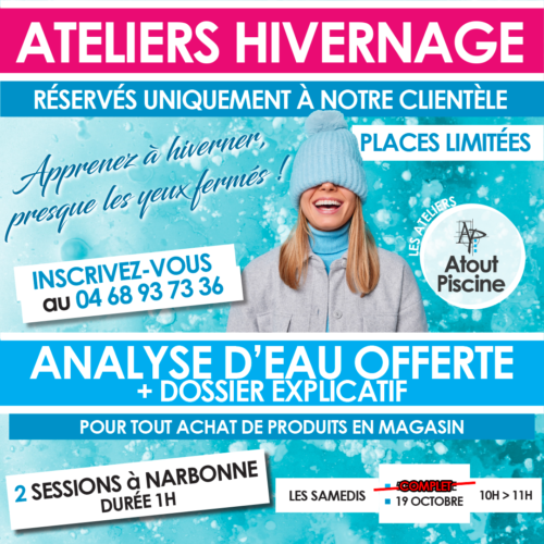 Ateliers Hivernage piscine 2024 : 2 sessions à Narbonne