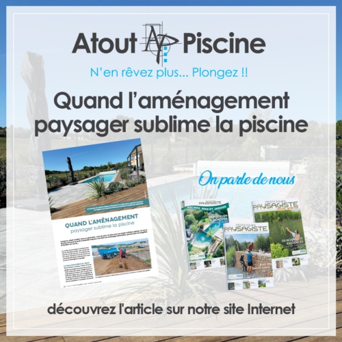 Aménagement paysager autour d'une piscine à Bizanet, mis à l'honneur dans le magazine Profession Paysagiste